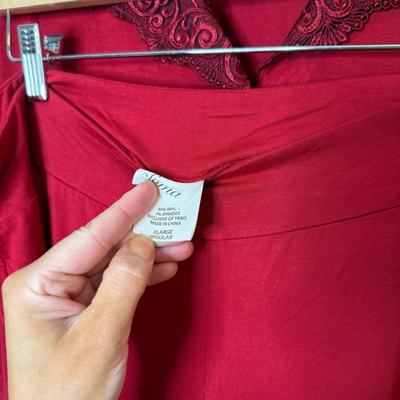 Soma Festive Red Lace Trim Long Sleeve & Pant Pajama Sleep Set size XL - Picture 9 of 12